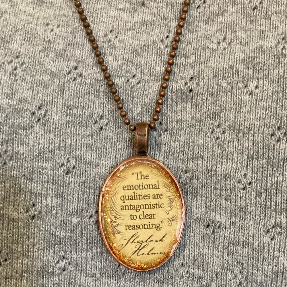 Sherlock Holmes quote glitter resin pendant